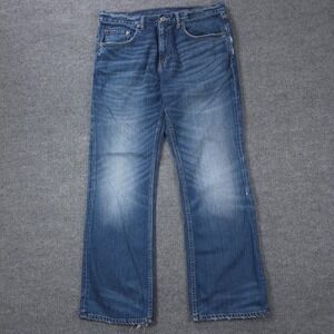 Banana Republic Bootcut 33x30 Jeans Mens Straight Blue Cotton Distressed Denim